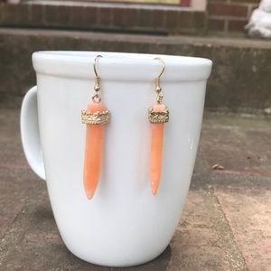 Boho Orange and Gold Faux Crystal Earrings